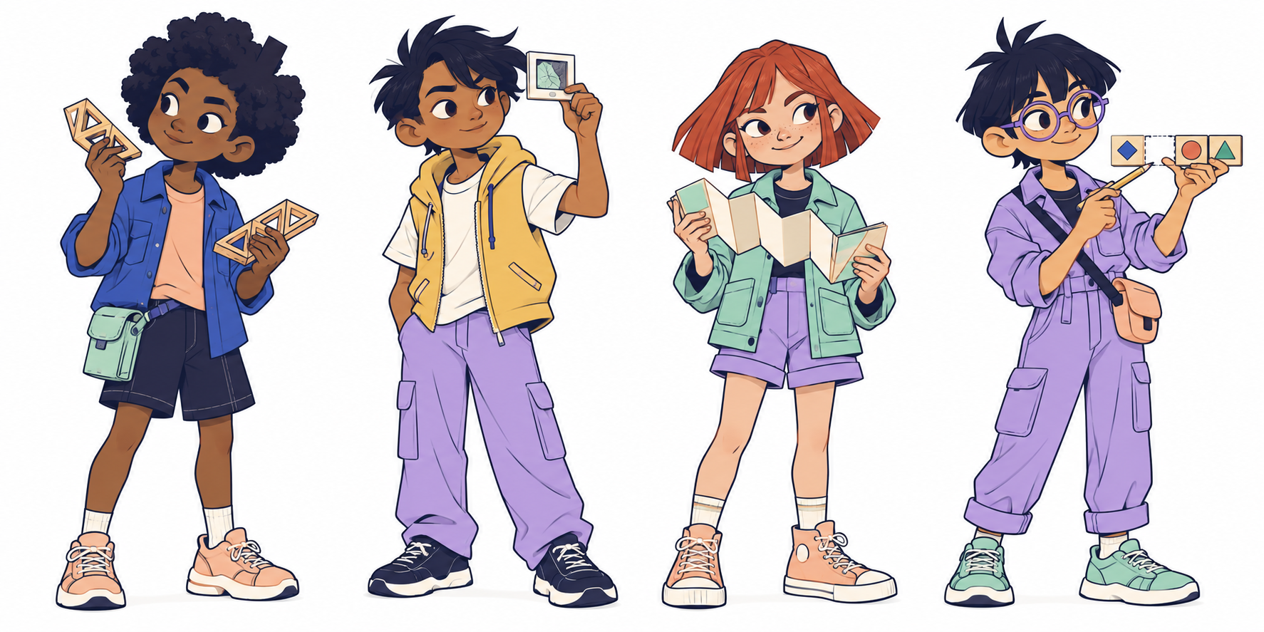 Mica, Rafi, Bea and Kit, four of the Club's fictional story characters.